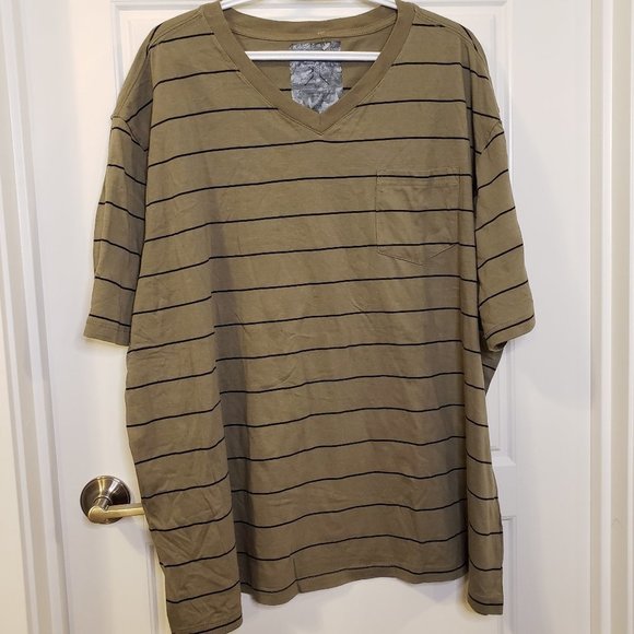 Jean Legacy Other - JEAN Legacy Men's Army Green Blue Horizontal Striped V-Neck T-shirt - Size 3X